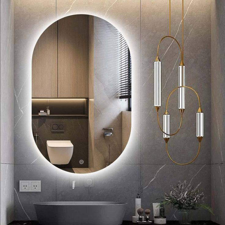 آینه بک لایت لمسی بیضی 60×40 70×50 80×50 90×50 برند Baaland با یکسال ضمانت و ارسال به محل