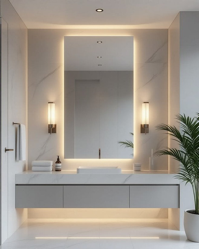 آینه بک لایت لمسی مستطیل 60×40 70×50 80×50 90×50 برند Baaland با یکسال ضمانت و ارسال به محل
